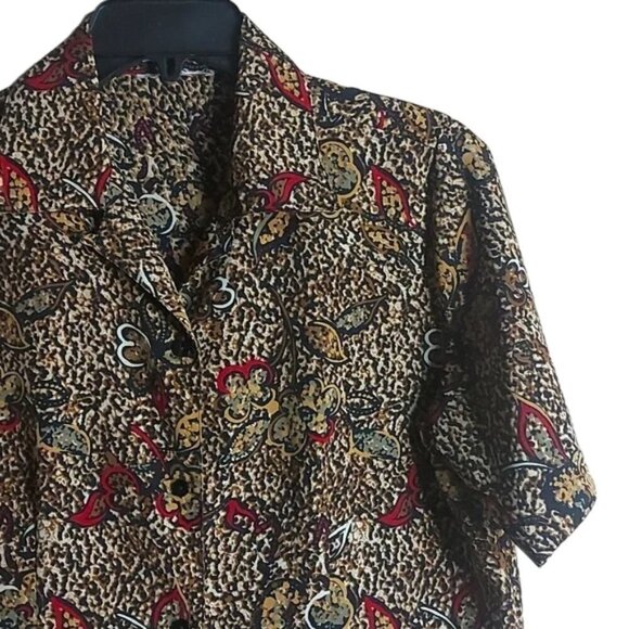 Vintage Short Sleeve Floral Print Blouse P2P 20" Fits M/L - Picture 4 of 4